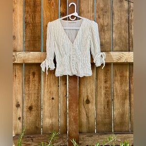 Abercrombie & Fitch Textured Cream Blouse